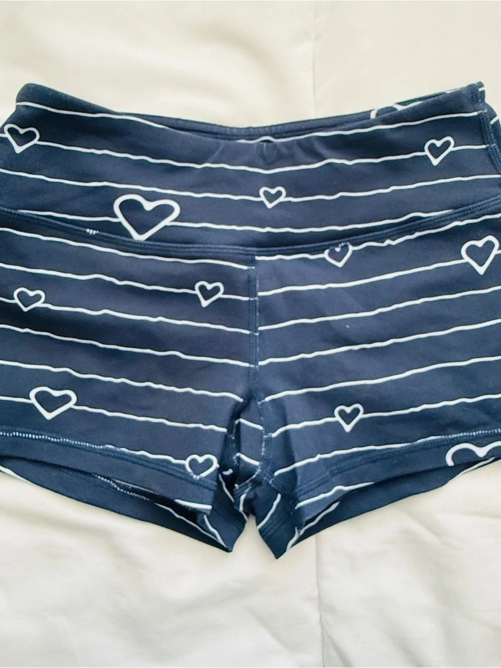 Savage - Women's Navy Heart-Stripe workout Shorts